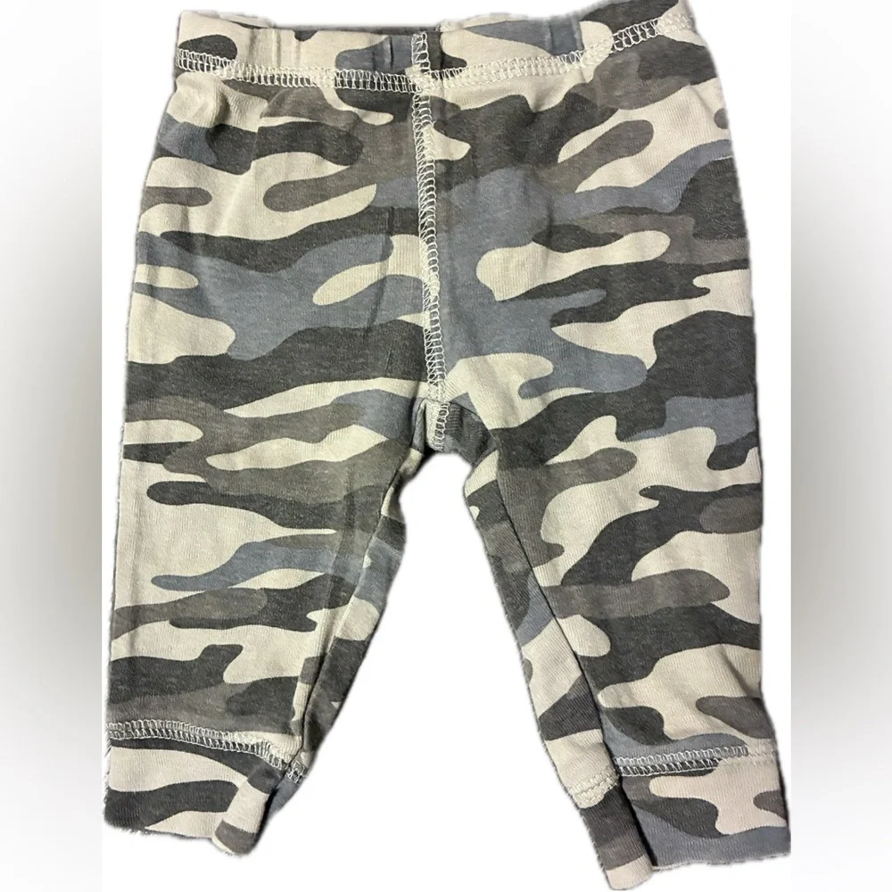 Carter's Gray Camouflage Baby Pants Size 3 Months with Yellow Construction Truck